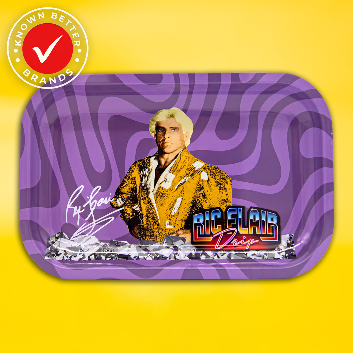Stand Tall Rolling Tray | Ric Flair Drip - Cool, stylish, and confident smoke session inspiration by Nature Boy. Dripped in diamonds, this tray exudes pure charisma. Official RFD Product in various sizes.