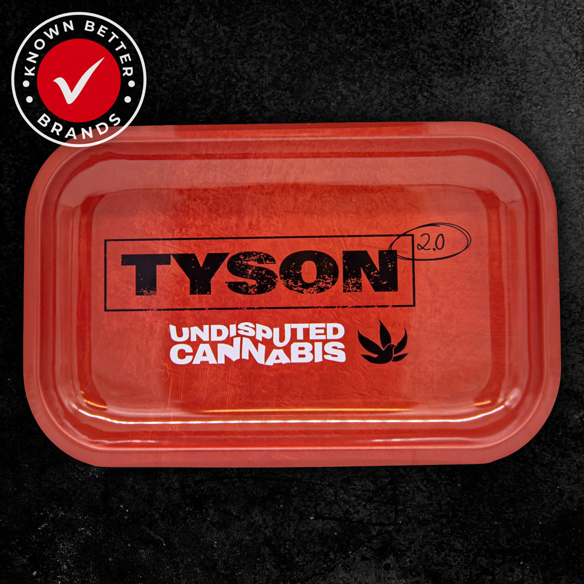 Red Mike TYSON 2.0 Rolling Tray. Says Undisputed Cannabis and has a pigeon bird weed icon. Rugged Print